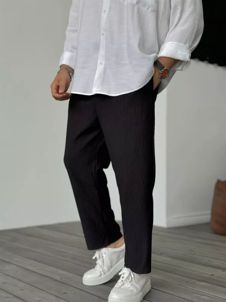Herren Relaxed Fit Rippenstrick-Hose
