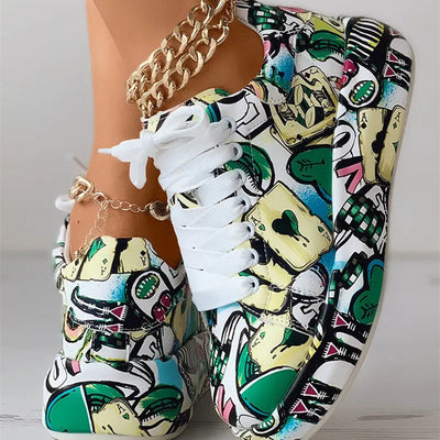 Detanny - Trendige Graffiti Freizeit Damen Sneaker