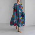 Blau mit Blumen