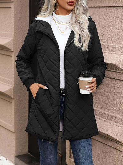 Stilvolle Warme Fleece Parka Winterjacke mit Kapuze für Damen | Perfekt für Outdoor-Aktivitäten