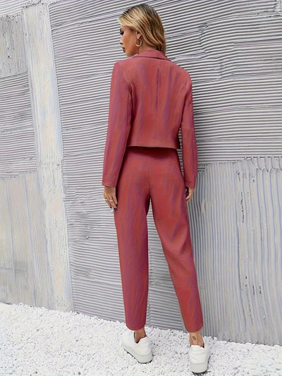 Stilvolles Eintöniges Crop Blazer Set Für Damen | Ideal für jede Gelegenheit