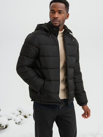 Stilvolle Glatte Einfarbige Puffer-Winterjacke Für Herren | Perfekt für Outdoor-Aktivitäten