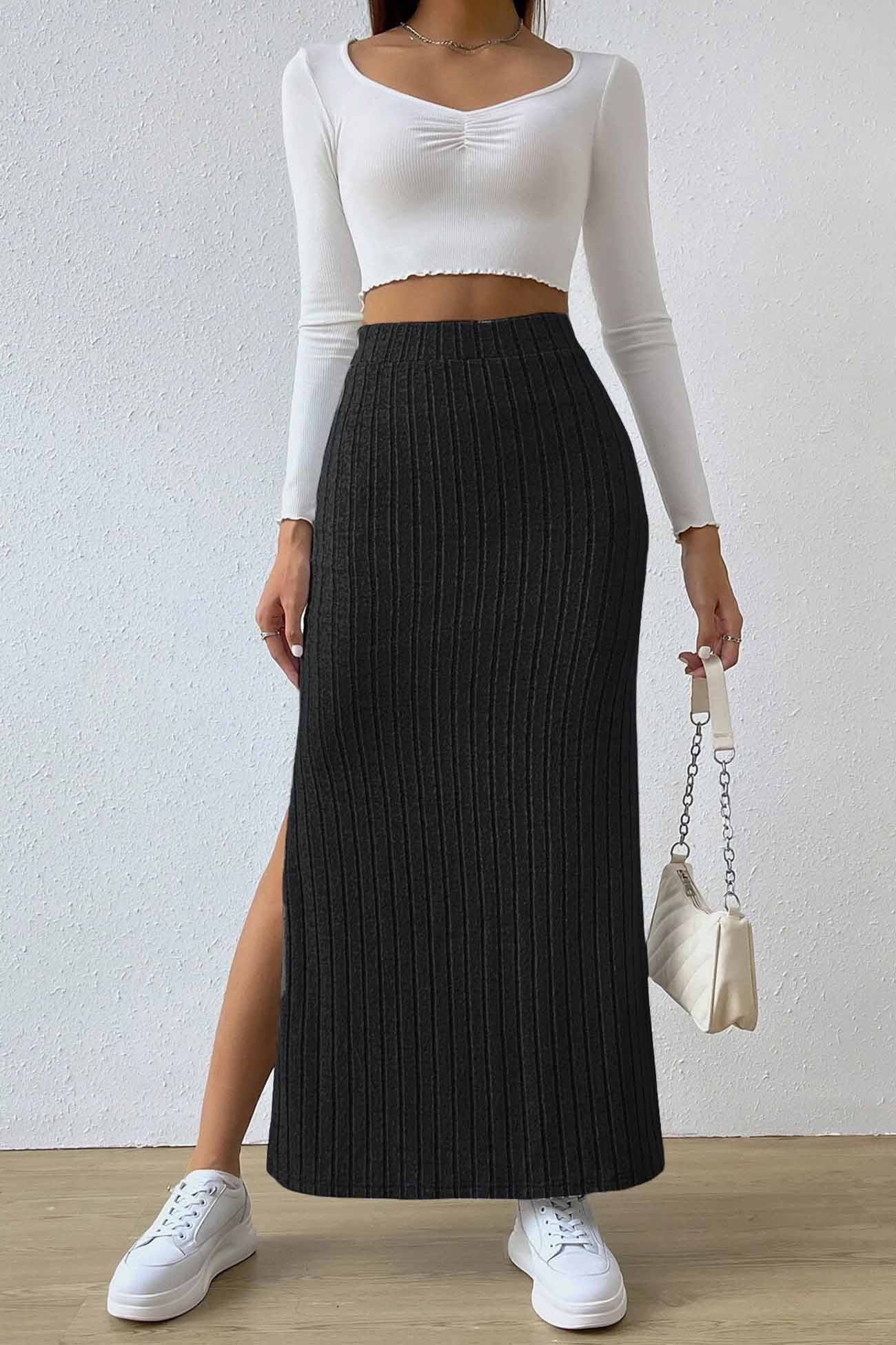 Ilven - Elegant Vielseitig Komfortabel. – Der gestrickte Rock mit Schlitz