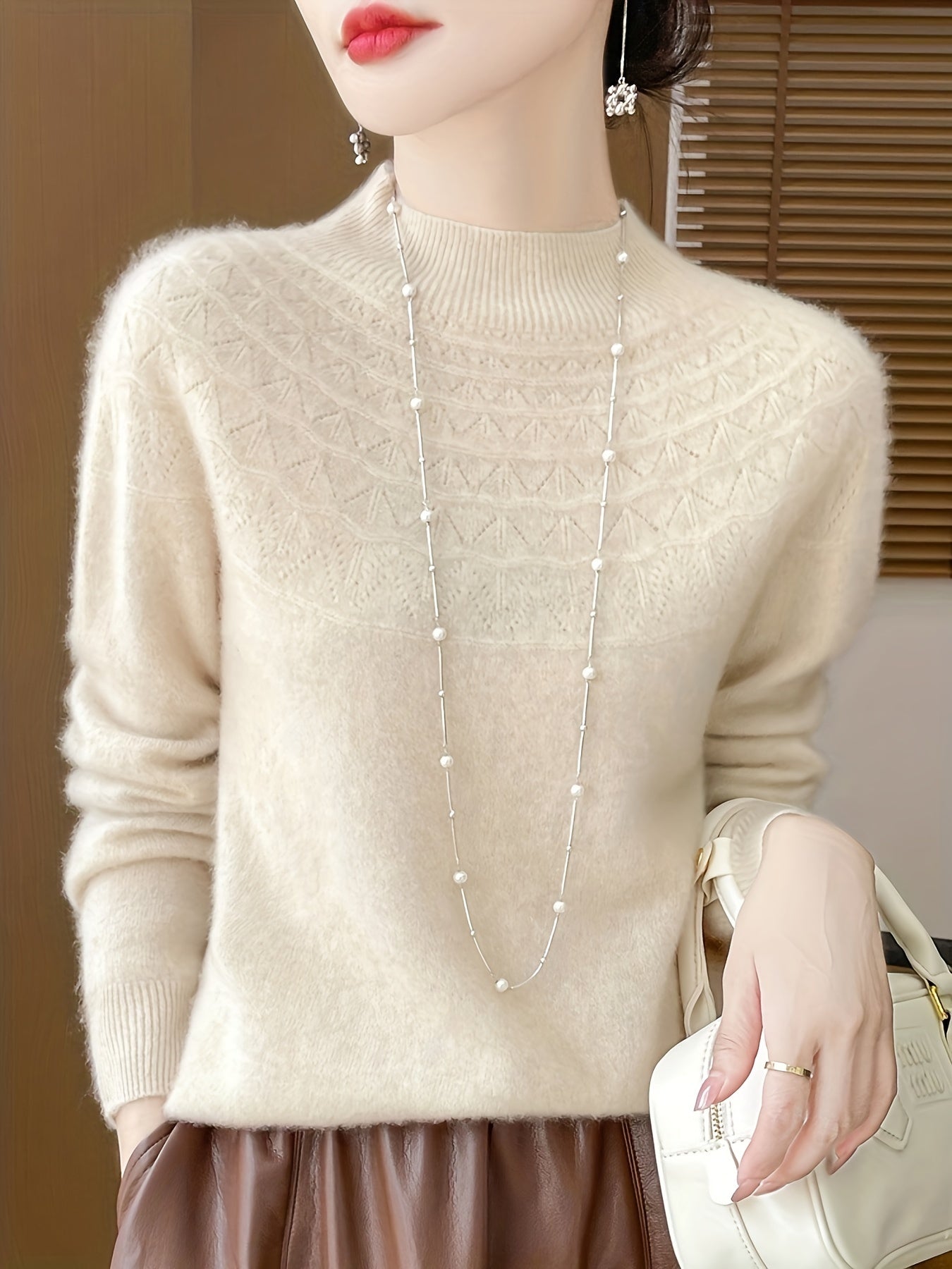 Lässiger gestrickter Pullover aus Wolle für Damen | Perfekt für lässige Tage