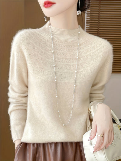Lässiger gestrickter Pullover aus Wolle für Damen | Perfekt für lässige Tage