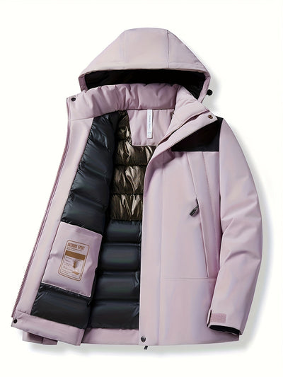 Elegante Wasserdichte Fleece Winterjacke mit Kapuze für Damen | Perfekt für Outdoor-Aktivitäten