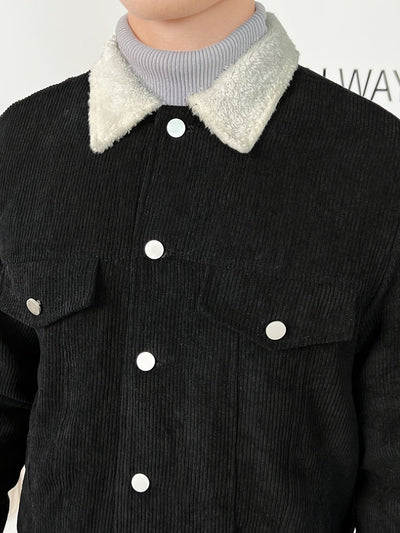 Lässige Corduroy Sherpa Mit Kragen Winterjacke Für Herren | Ideal für den Winter