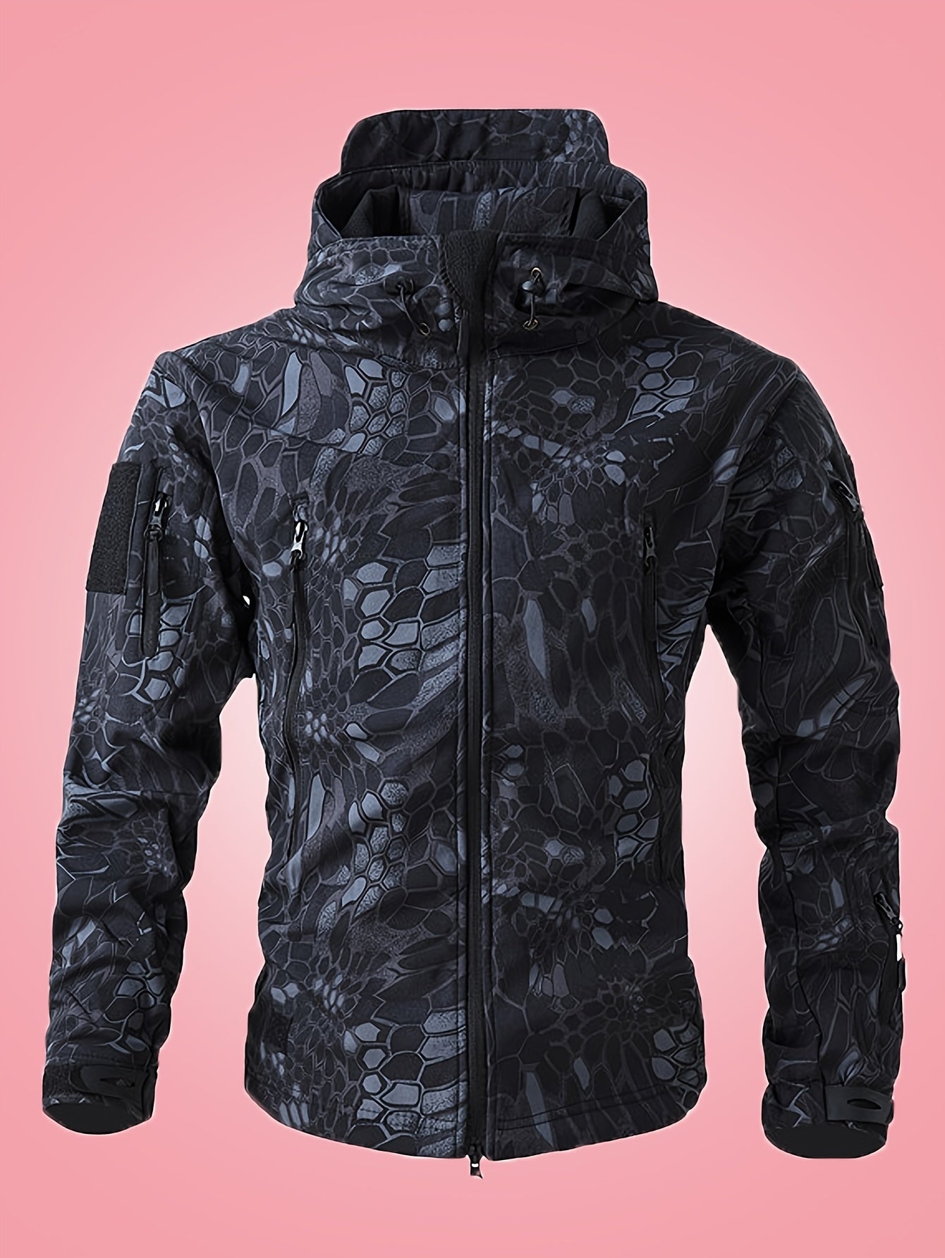 Warme Militärische Tarn-Windbreaker-Outdoorjacke Mit Reißverschlusstaschen Für Herren | Ideal für Outdoor-Aktivitäten