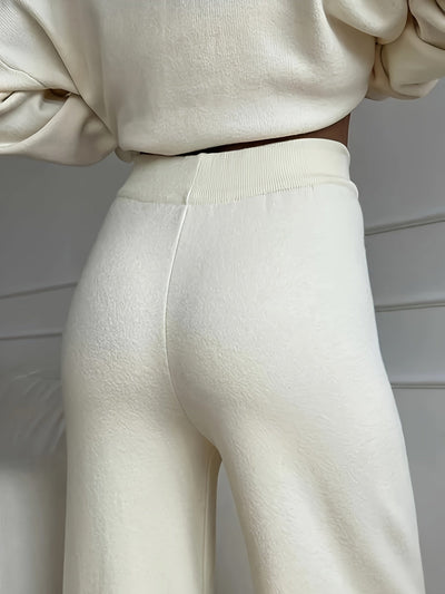 Lässiges Einfarbiges Pullover Und Strick-Outfit-Set Für Damen | Perfekt für Lässige Tage
