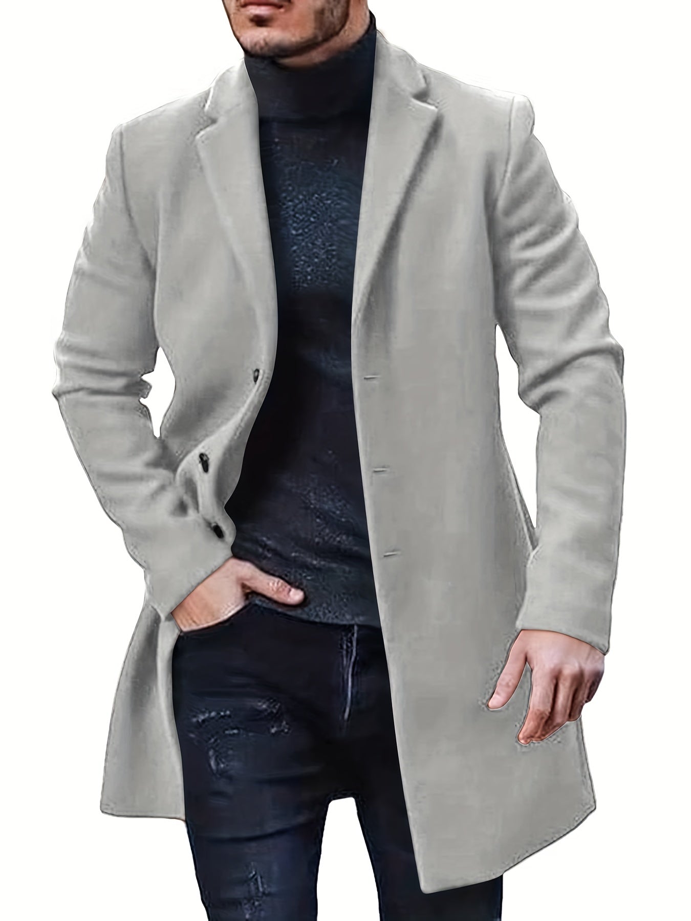 Warmer Knopf-Runter Mittellanger Trenchcoat Für Herren | Perfekt für den Alltagsgebrauch