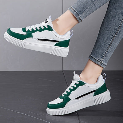 Schicke Kunstleder-Colorblock Skate Sneakers für Damen | Perfekt für Casual Days