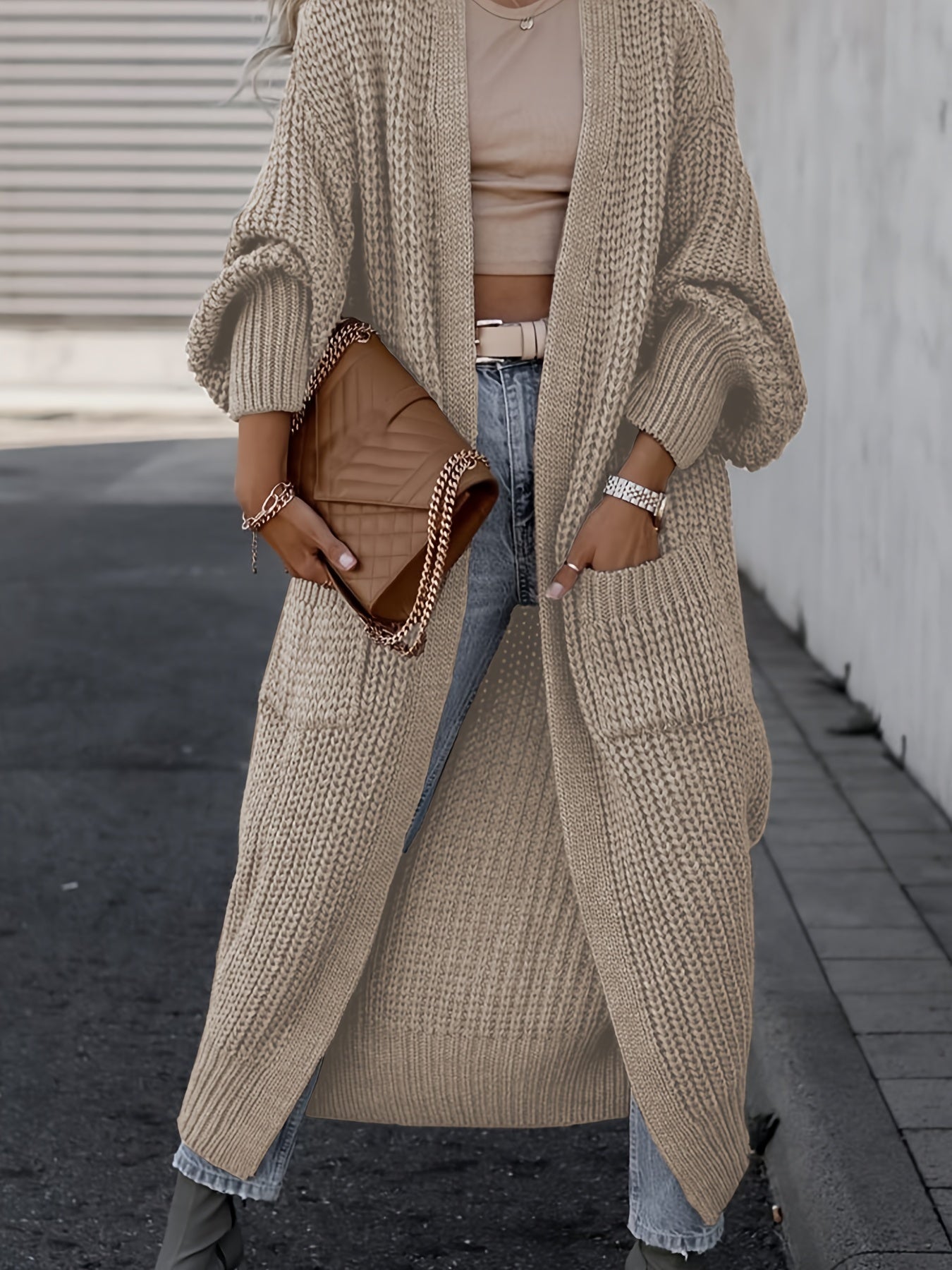 Lässiger Strickcardigan mit Taschen aus Wolle für Damen | Perfekt für Alltag