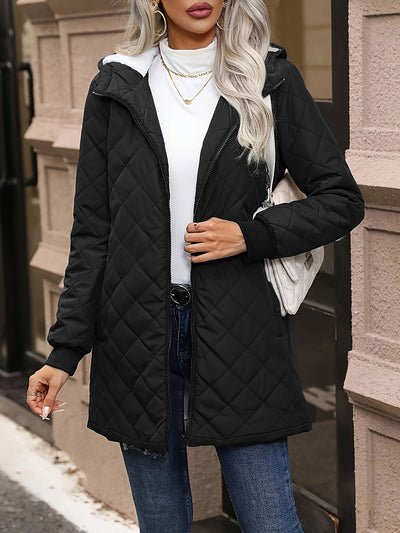 Stilvolle Warme Fleece Parka Winterjacke mit Kapuze für Damen | Perfekt für Outdoor-Aktivitäten
