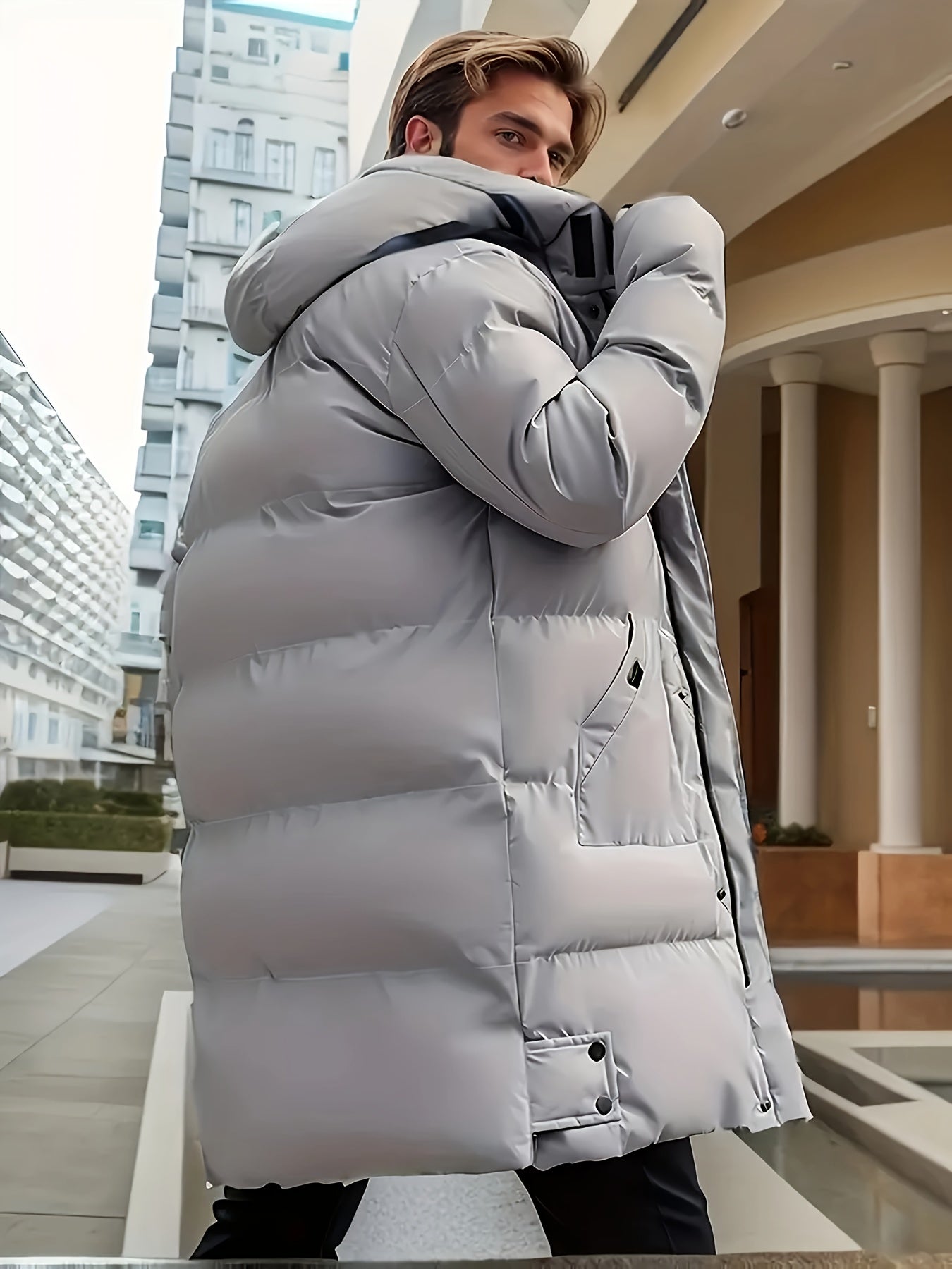Warme Solide Kleur Puffer Winter Jacke Für Herren | Perfekt für Outdoor-Aktivitäten