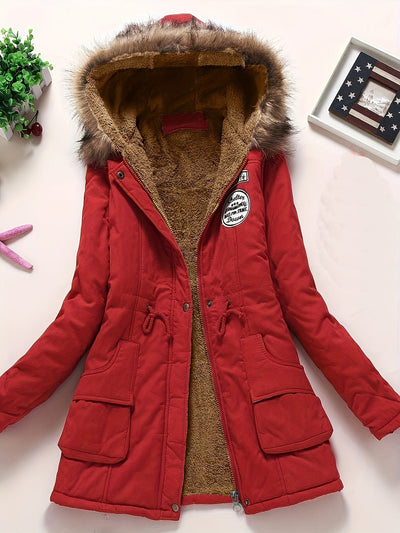 Gemütlicher Fleecegefütterter Kapuzen Wintermantel für Damen | Ideal für Herbst/Winter