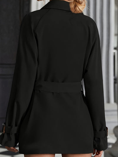 Eleganter Trenchcoat in schlichter Farbe mit gegürteten langen Ärmeln für Damen | Perfekt für jede Gelegenheit