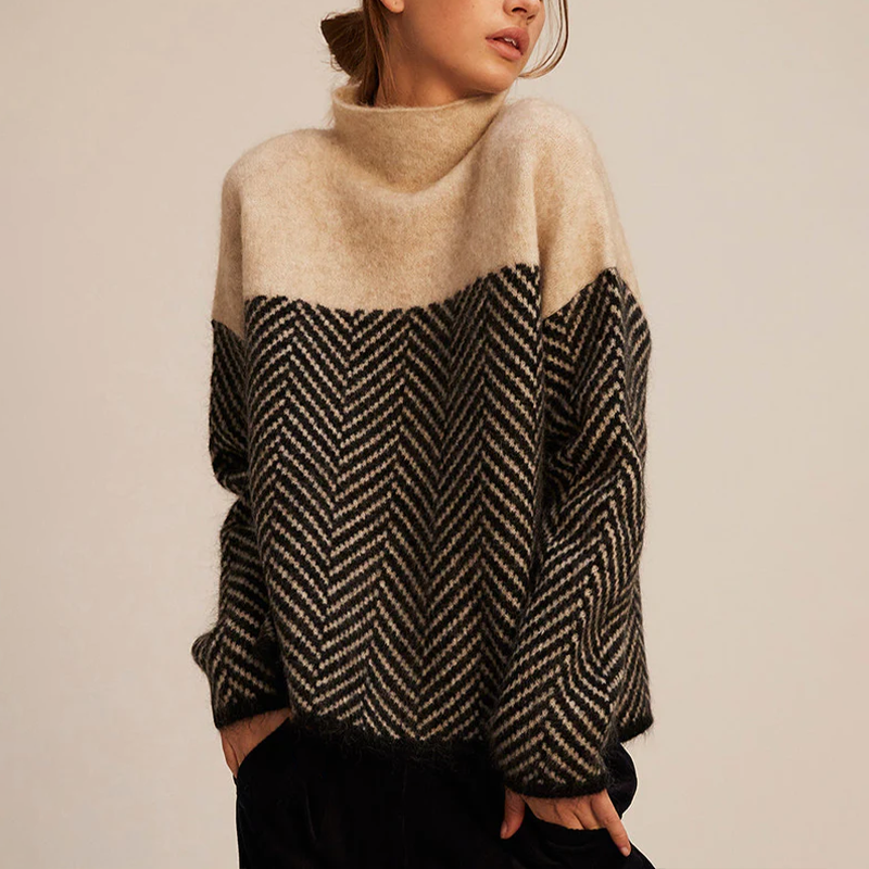 Strickpullover mit Muster | Hoher Kragen | Lässige Eleganz