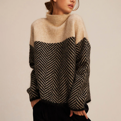 Strickpullover mit Muster | Hoher Kragen | Lässige Eleganz