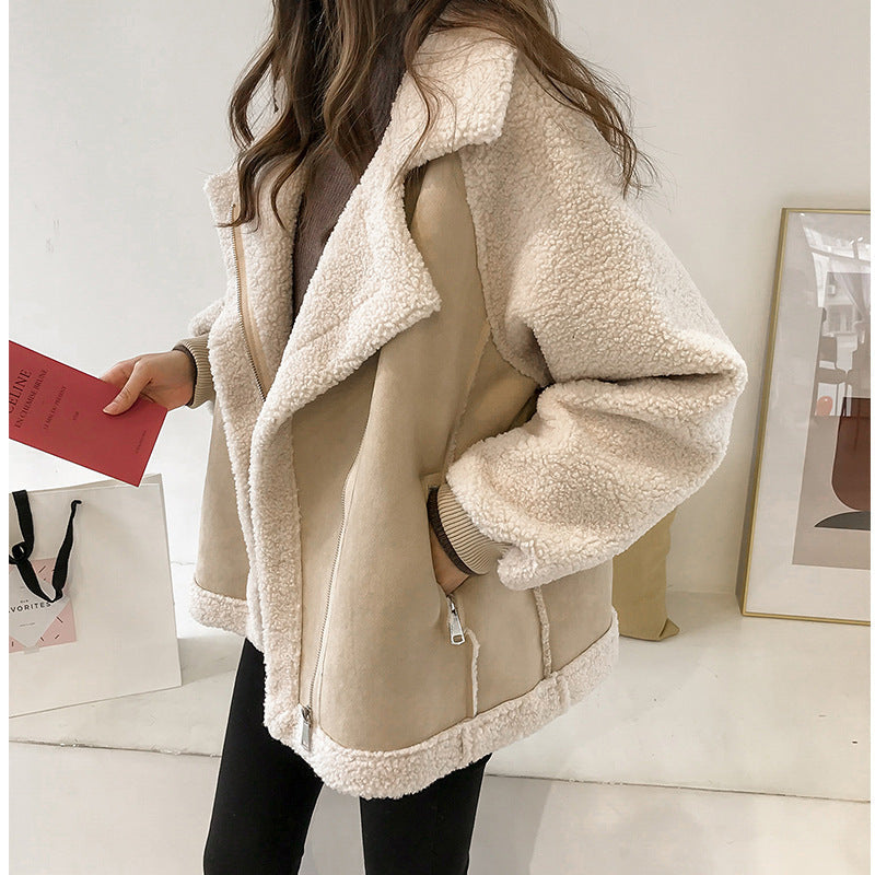 Teddy Damen Mantel Oversized | Warm Kontrast