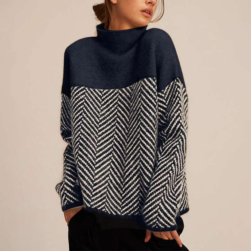 Strickpullover mit Muster | Hoher Kragen | Lässige Eleganz