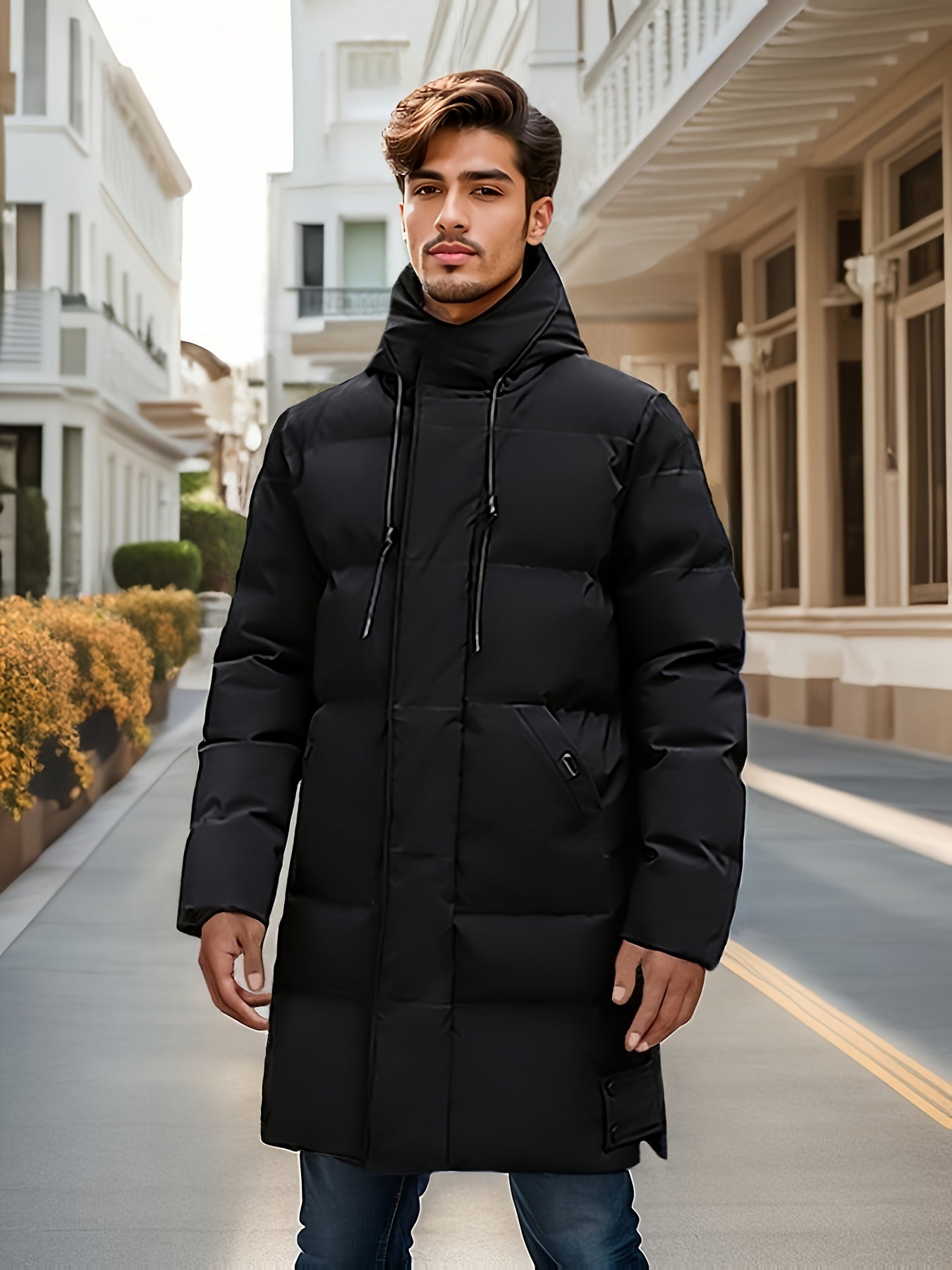 Warme Kapuzen Puffer Nicht-Dehnbar Reißverschluss Winterjacke Für Herren | Perfekt für Outdoor-Aktivitäten