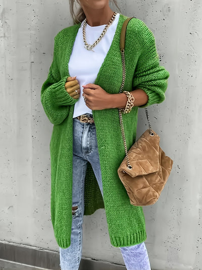 Warme Lange Einfarbige Gestrickte Strickjacke Für Damen | Ideal für Herbst und Winter