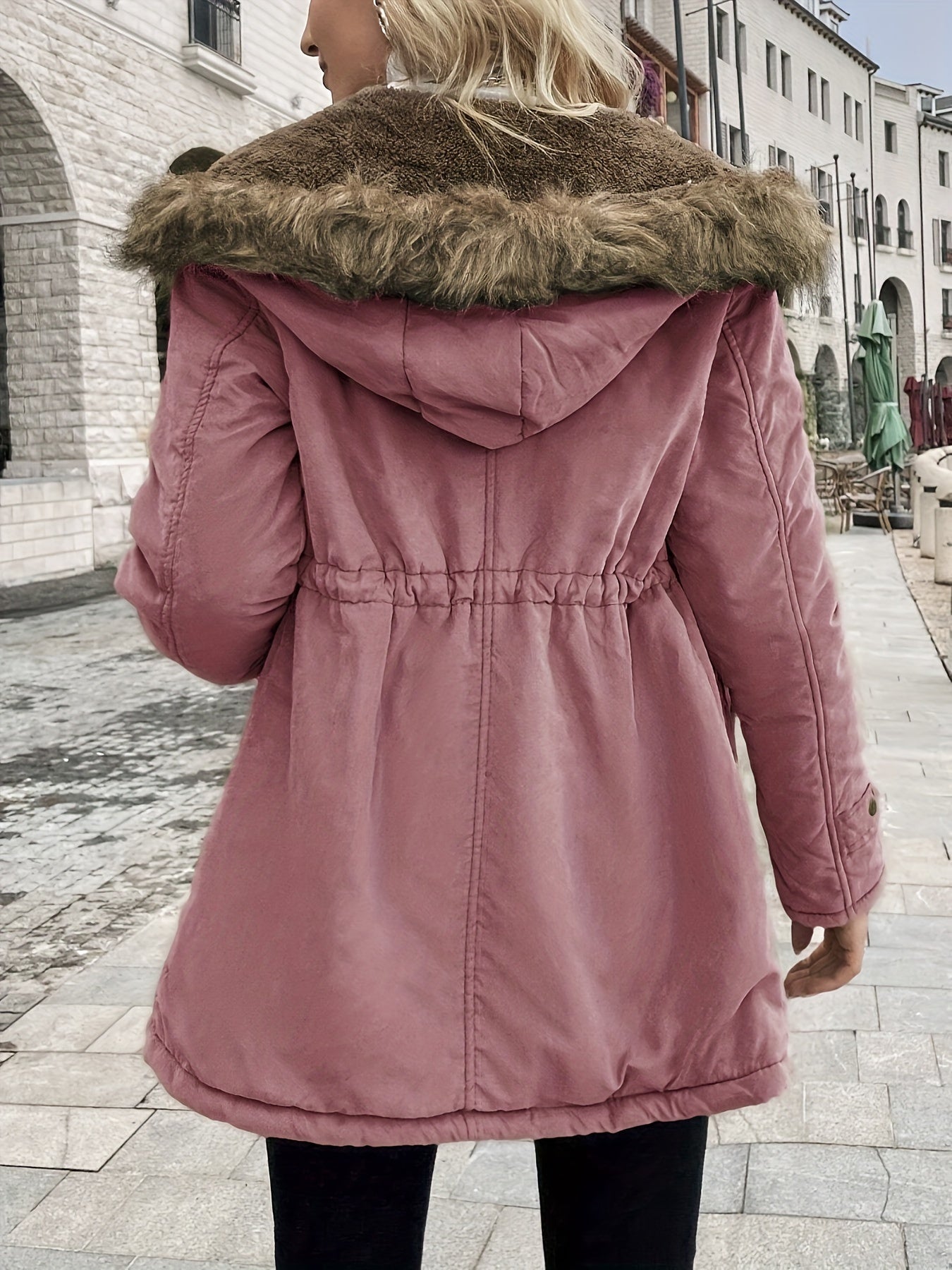 Fleece-Parka-Winterjacke mit veganem Fell für Damen, elegant | Perfekt für Outdoor-Aktivitäten