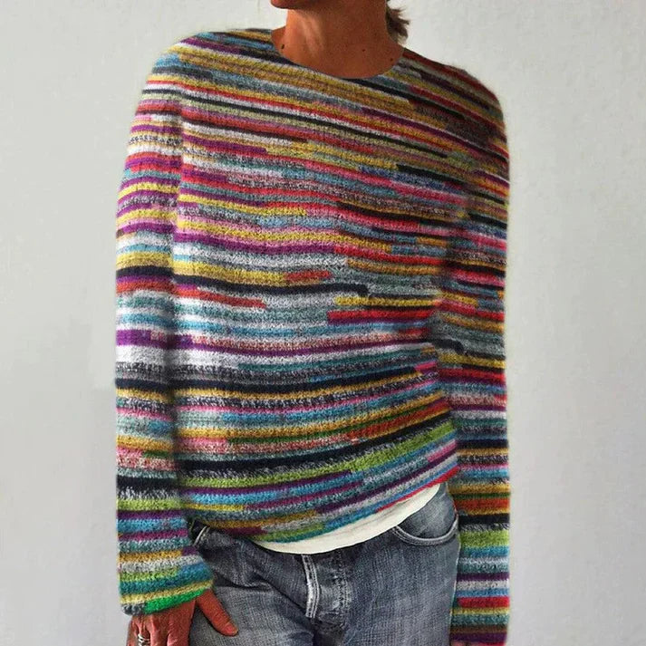 Damen Gestreift Grobstrickpullover | Langarm