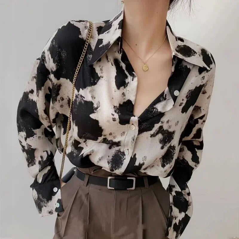 Ber-Ann - Schicke Kuh Chiffon Bluse