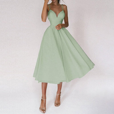 EleganceWear™ – Damen Kleid mit V-Ausschnitt & Rückenfreiem Design