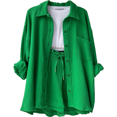 Dreiteiliges Set | Oversized Hemd & Shorts | Lässig & Komfortabel