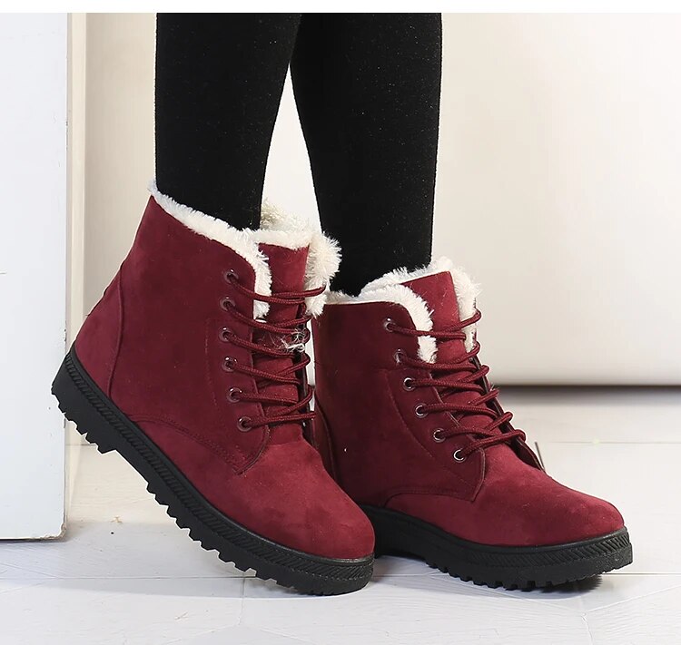 Warme Rutschfeste Schnee Stiefel Mit Schnürsenkeln Für Damen | Perfekt für Outdoor-Aktivitäten