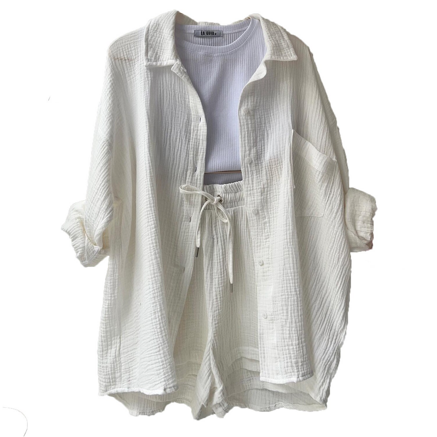 Dreiteiliges Set | Oversized Hemd & Shorts | Lässig & Komfortabel