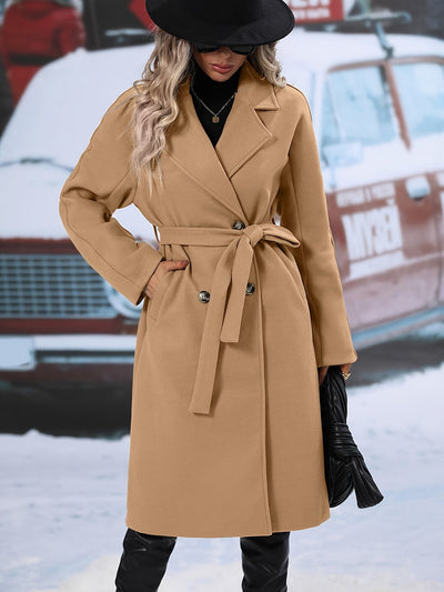 Eleganter Trenchcoat mit Gürtel und einfarbigen Taschen für Damen | Perfekt für Alltagskleidung