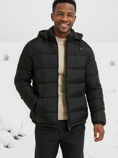 Stilvolle Glatte Einfarbige Puffer-Winterjacke Für Herren | Perfekt für Outdoor-Aktivitäten