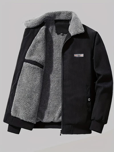 Lässige Mit Etikett Patch Fleece Gefütterte Winterjacke Für Herren | Perfekt für Outdoor-Aktivitäten