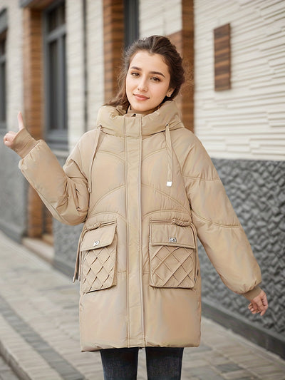 Mittellange modische Pufferjacke für Damen | Perfekt für den Alltag