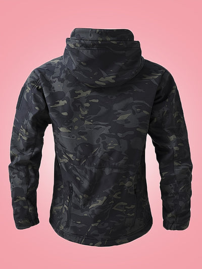 Warme Militärische Tarn-Windbreaker-Outdoorjacke Mit Reißverschlusstaschen Für Herren | Ideal für Outdoor-Aktivitäten