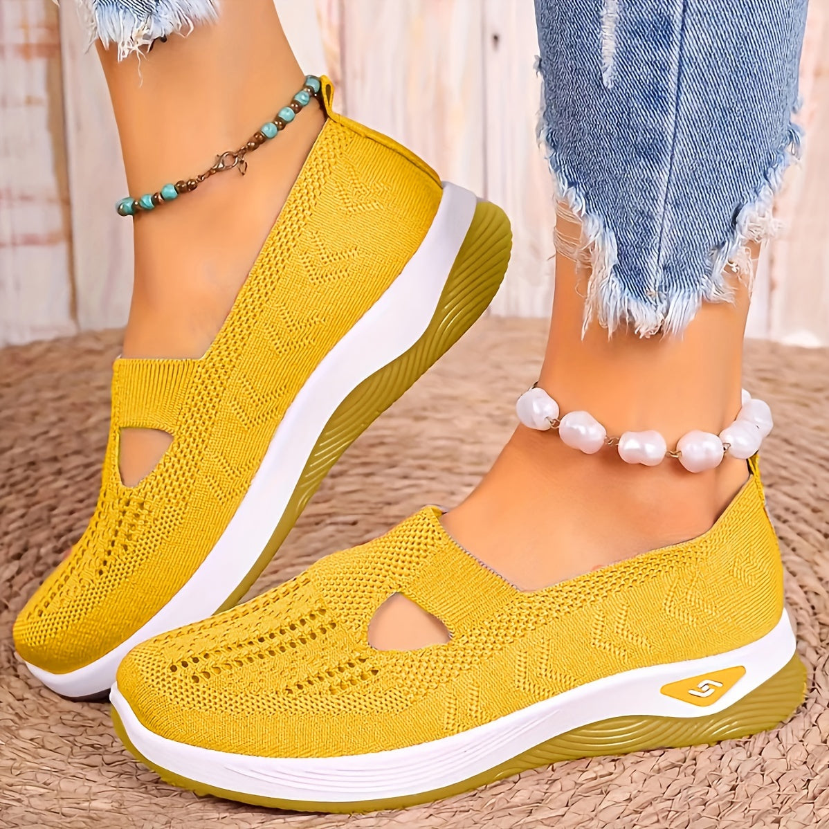 Modische Leichte Strick-Cut-Out Sneaker für Damen | Perfekt für lässige Tage