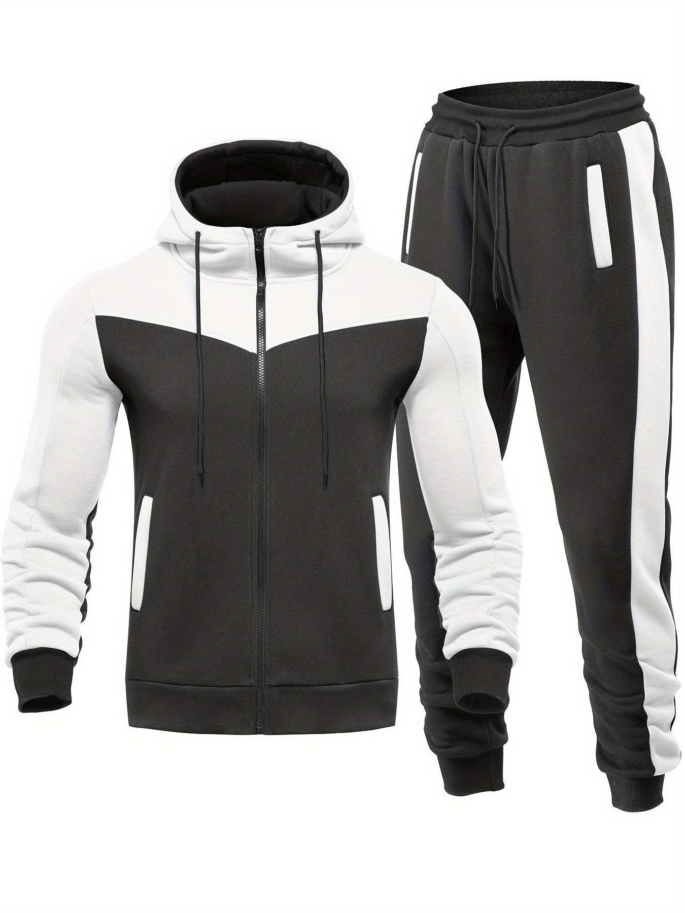 Casual Kapuzen Trainingsanzug Mit Jacke Mit Kragen Und Hose Für Herren | Perfekt Für Freizeitaktivitäten