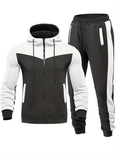 Casual Kapuzen Trainingsanzug Mit Jacke Mit Kragen Und Hose Für Herren | Perfekt Für Freizeitaktivitäten