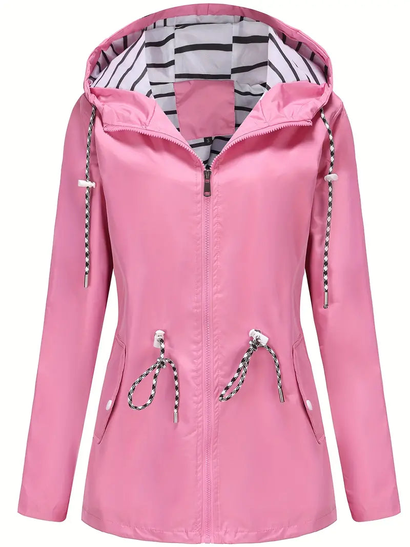 Stylische wasserdichte Regenjacke mit Kapuze und Taschen für Damen | Ideal für Herbst/Winter