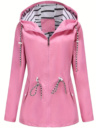 Stylische wasserdichte Regenjacke mit Kapuze und Taschen für Damen | Ideal für Herbst/Winter