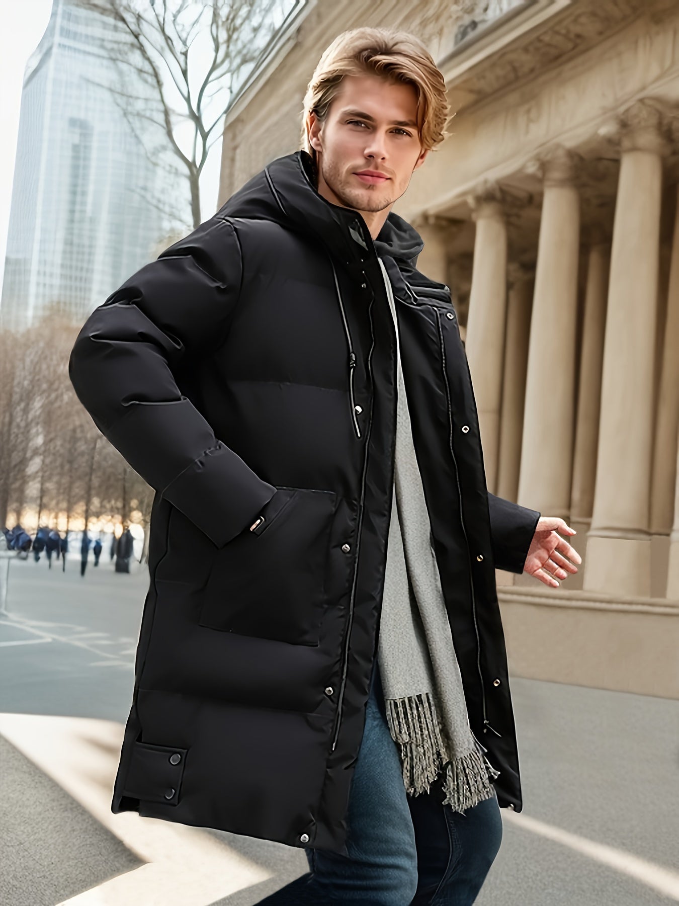 Warme Kapuzen Puffer Nicht-Dehnbar Reißverschluss Winterjacke Für Herren | Perfekt für Outdoor-Aktivitäten