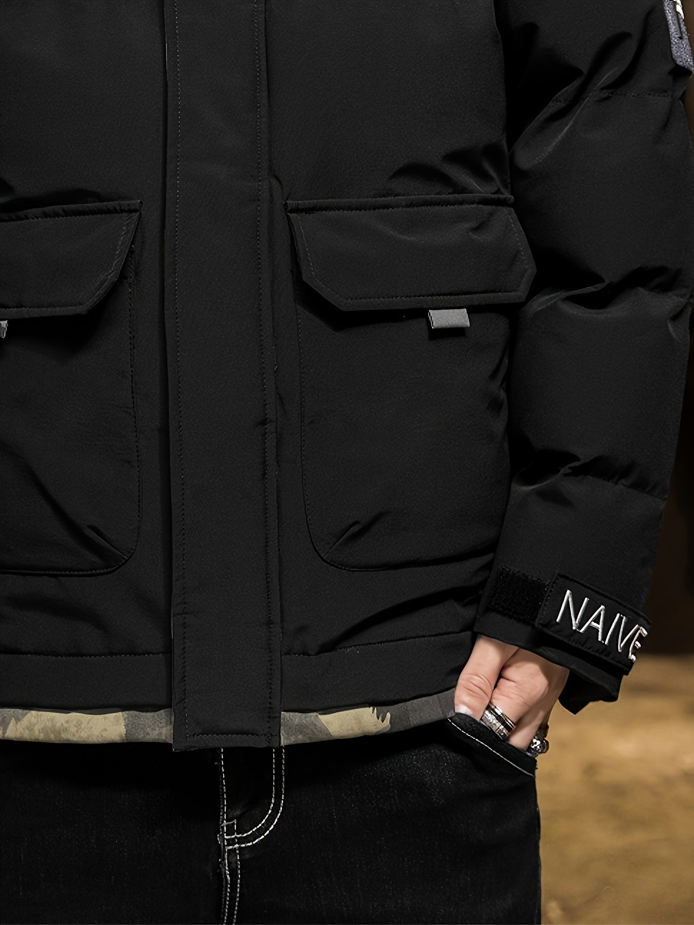 Stilvolle Tarnung Kapuzen-Winterjacke Für Herren | Perfekt für Outdoor-Aktivitäten