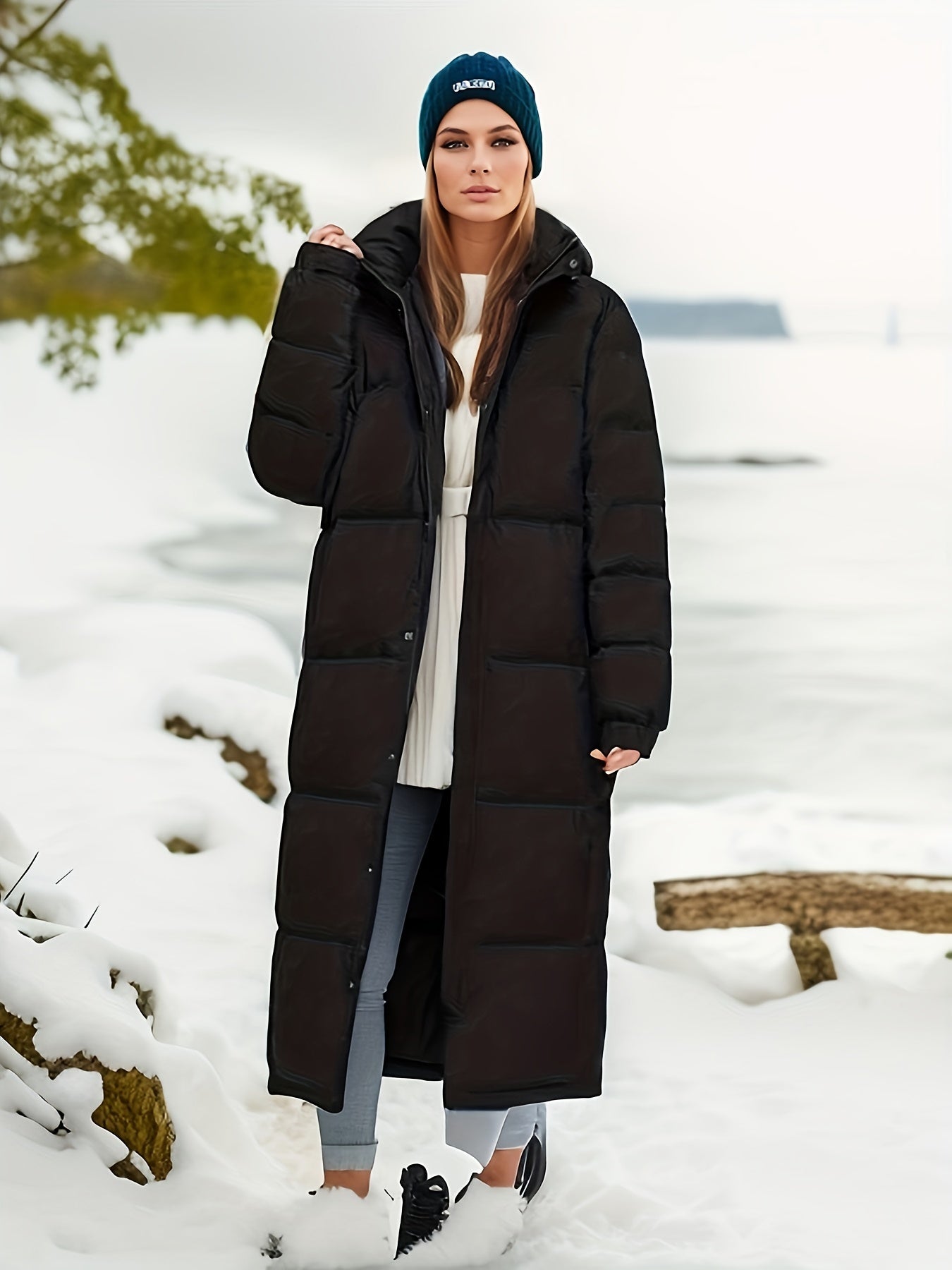 Stilvolle Schwarze Lange Winter Parkajacke Für Damen | Ideal für Winter