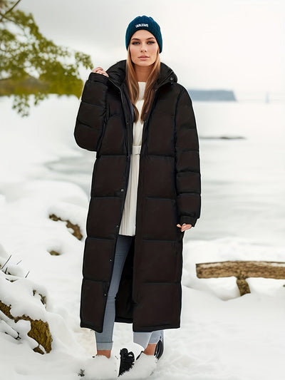 Stilvolle Schwarze Lange Winter Parkajacke Für Damen | Ideal für Winter
