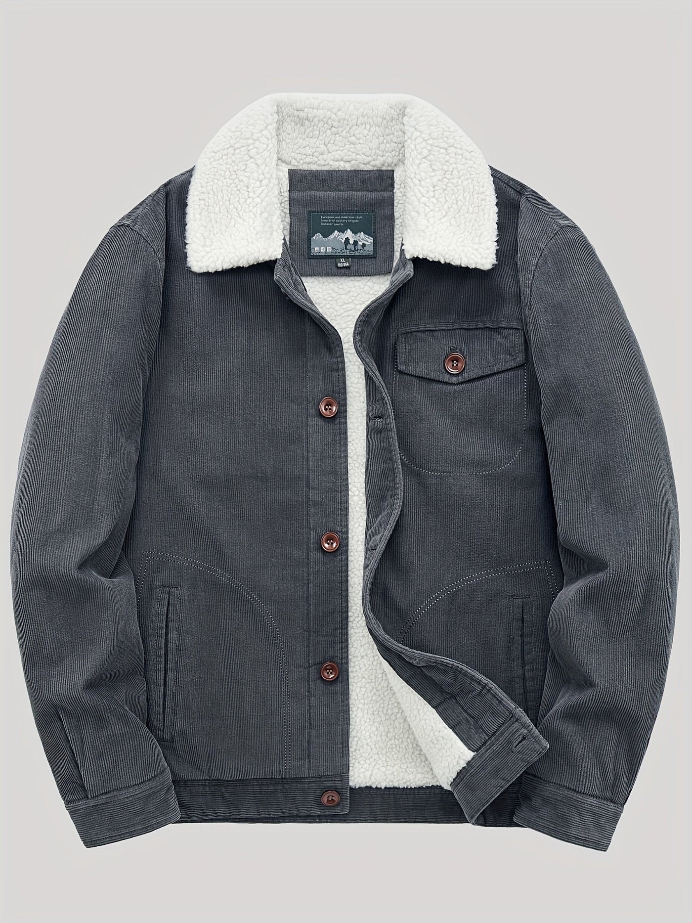 Warme Fleece-Knopf Outdoorjacke Leicht Mit Brusttasche Für Herren | Perfekt für Outdoor-Aktivitäten