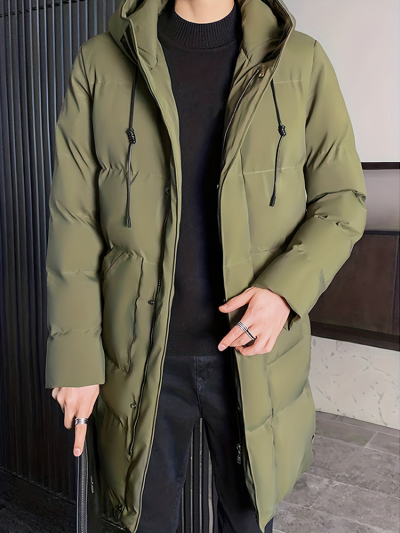 Warme Mittellange Kapuzen-Übermantel-Winterjacke Für Herren | Perfekt für Outdoor-Aktivitäten