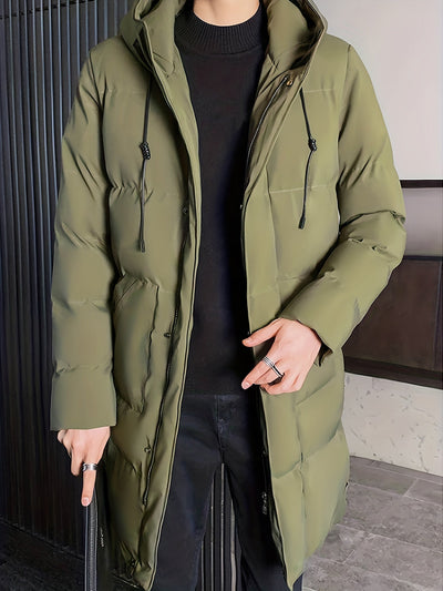 Warme Mittellange Kapuzen-Übermantel-Winterjacke Für Herren | Perfekt für Outdoor-Aktivitäten